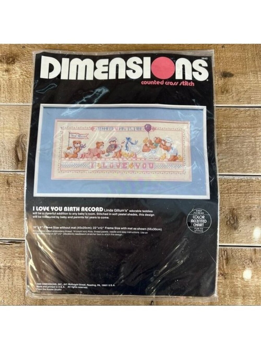 Dimensions Counted Cross Stitch “I Love You Birth Record” Kit 18”x 8” Vtg NIP
